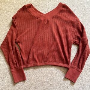 Burnt Orange V-Neck Sweater